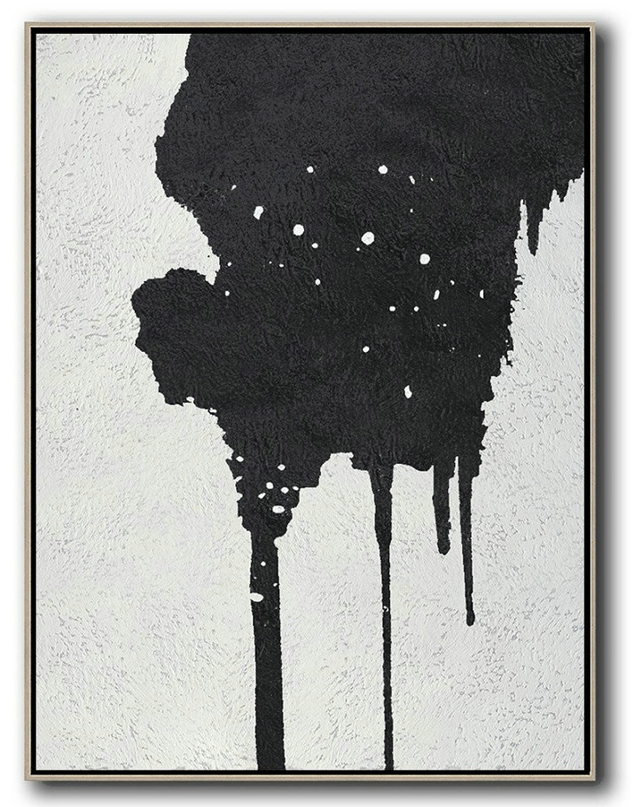 Modern Paintings,Black And White Minimalist Painting On Canvas - Contemporary Wall Art